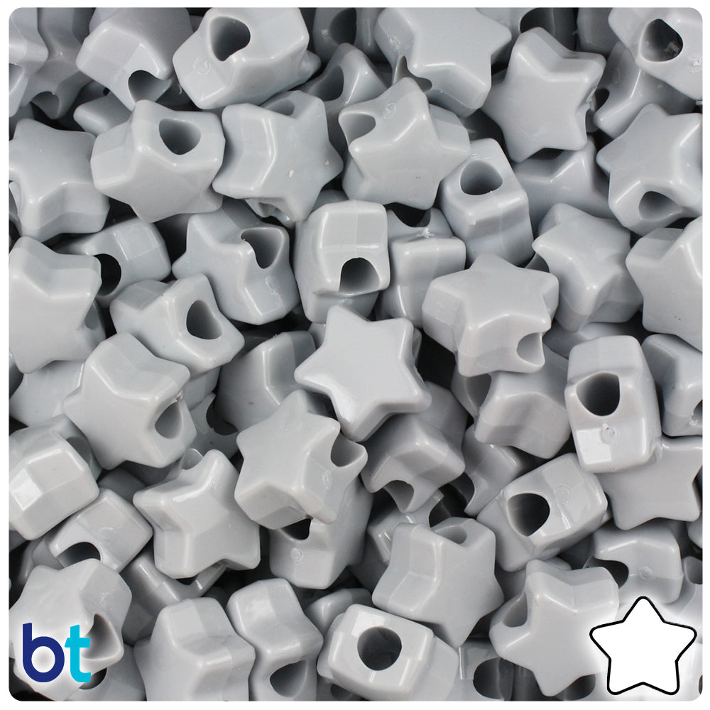 Grey Opaque 13mm Star Pony Beads (250pcs)