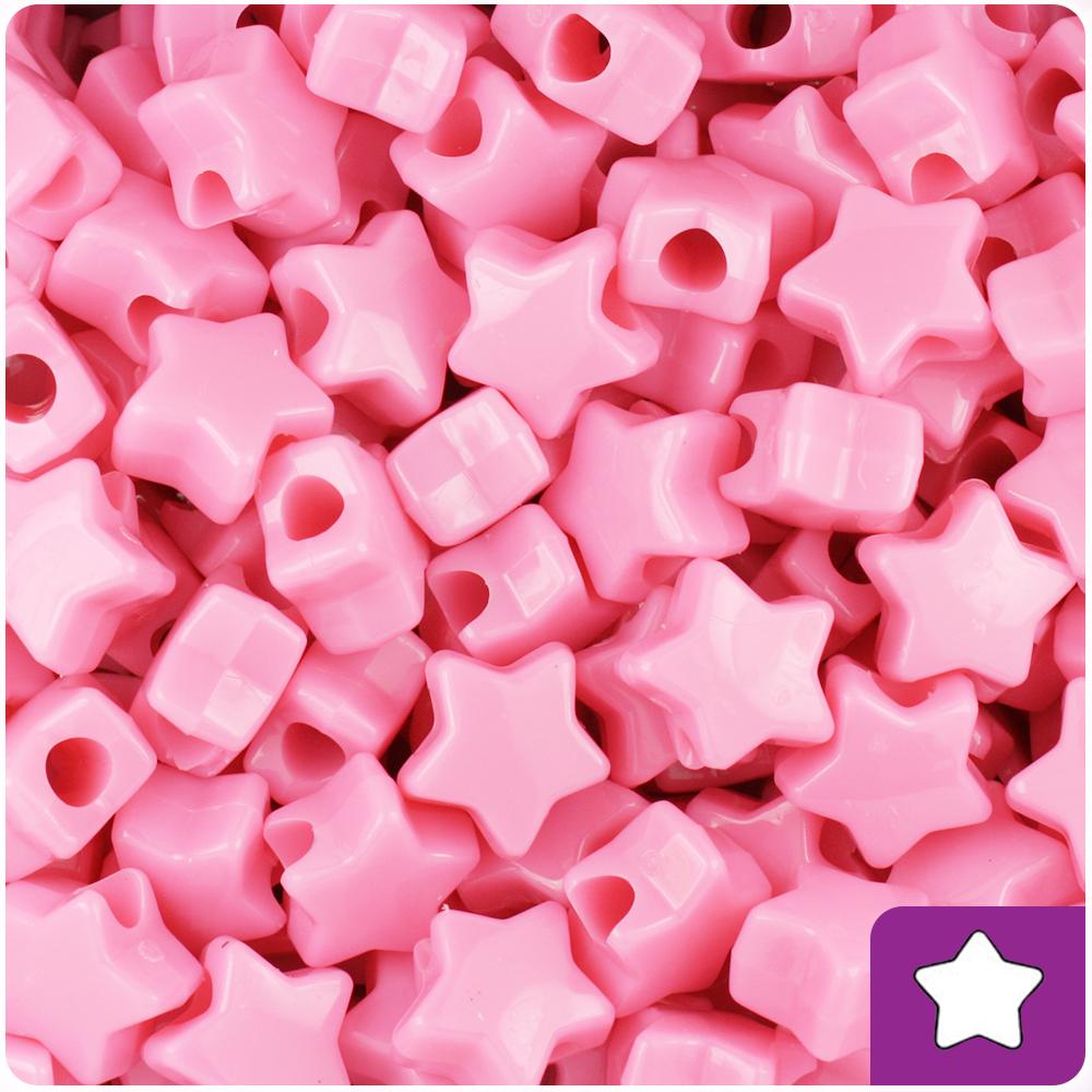 Baby Pink Opaque 13mm Star Pony Beads (50pcs)