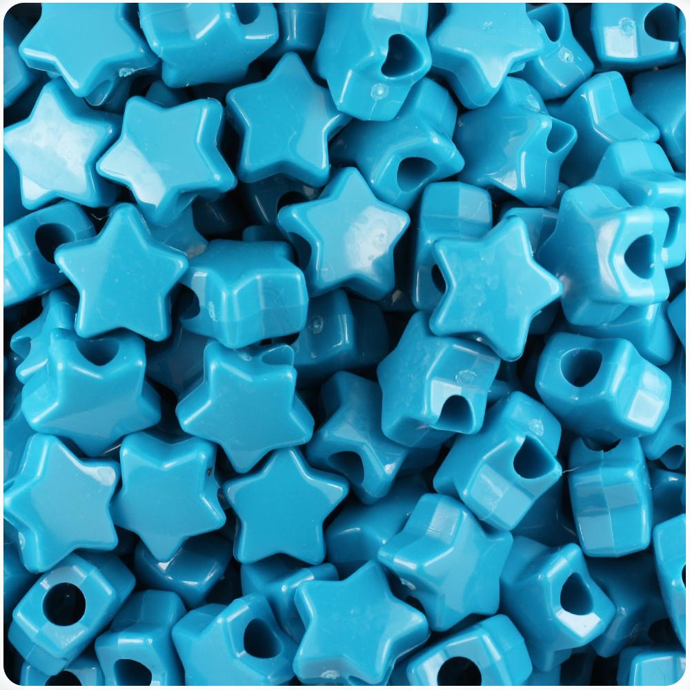 Dark Turquoise Opaque 13mm Star Pony Beads (50pcs)