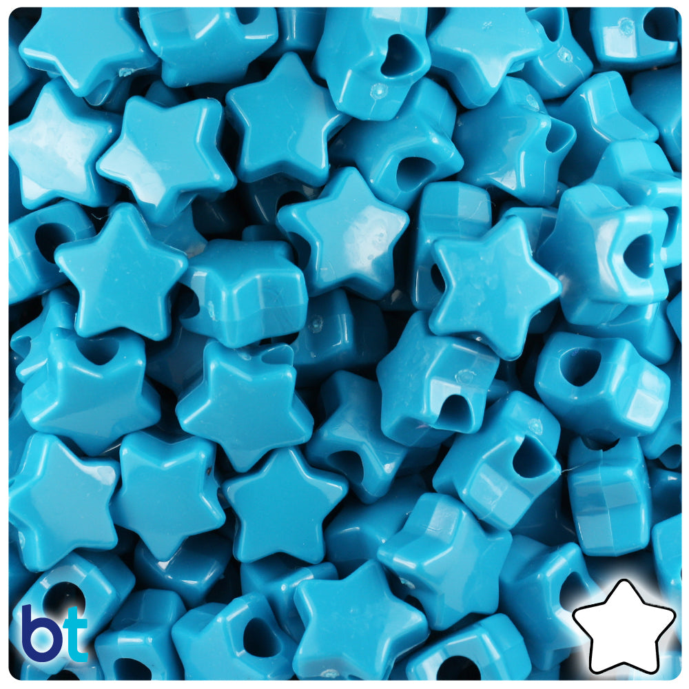 Dark Turquoise Opaque 13mm Star Pony Beads (250pcs)