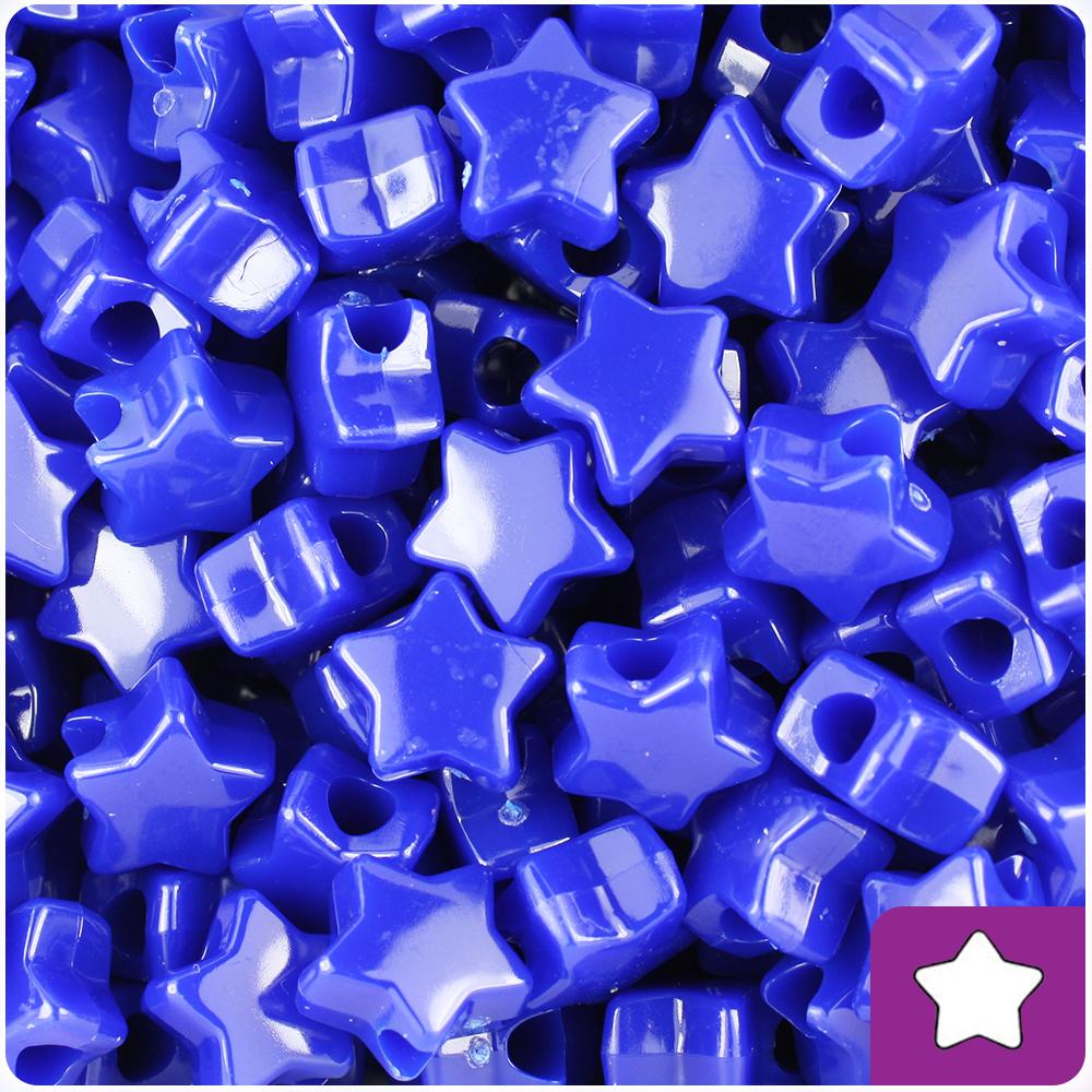 Royal Blue Opaque 13mm Star Pony Beads (50pcs)