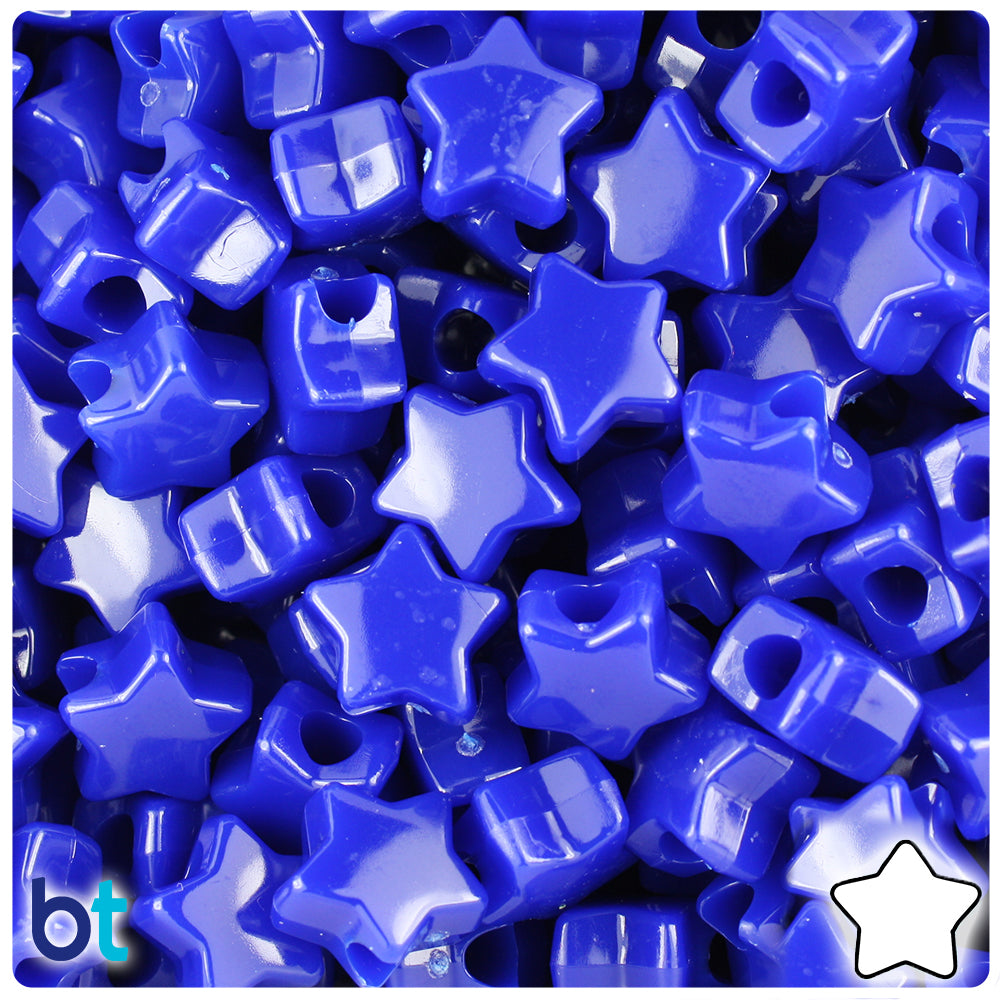 Royal Blue Opaque 13mm Star Pony Beads (250pcs)