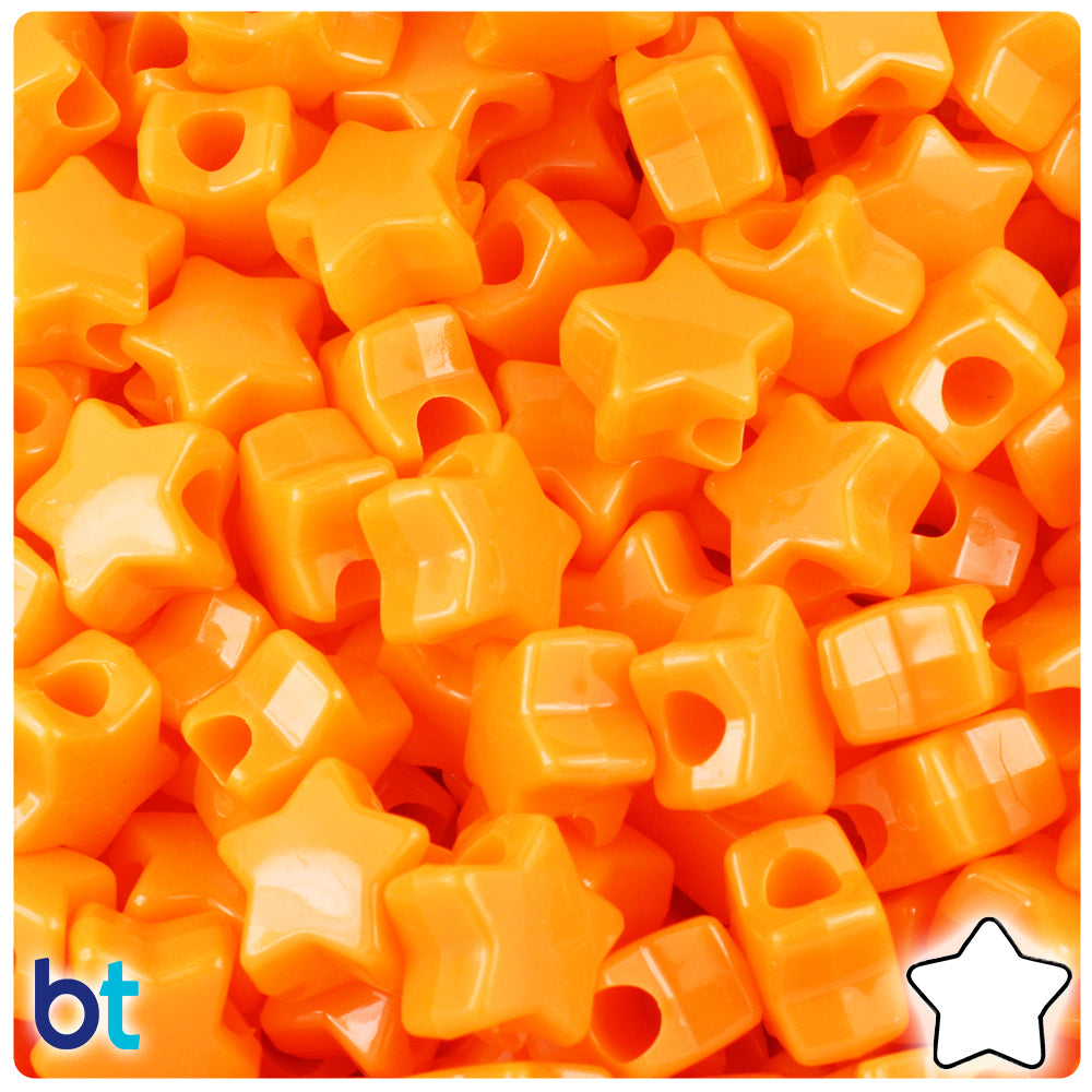 Orange Opaque 13mm Star Pony Beads (250pcs)