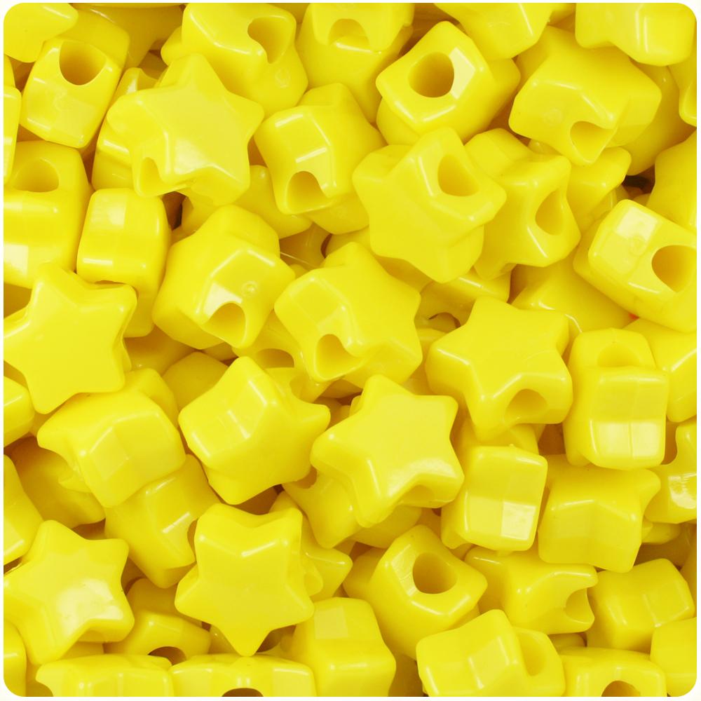 Yellow Opaque 13mm Star Pony Beads (50pcs)