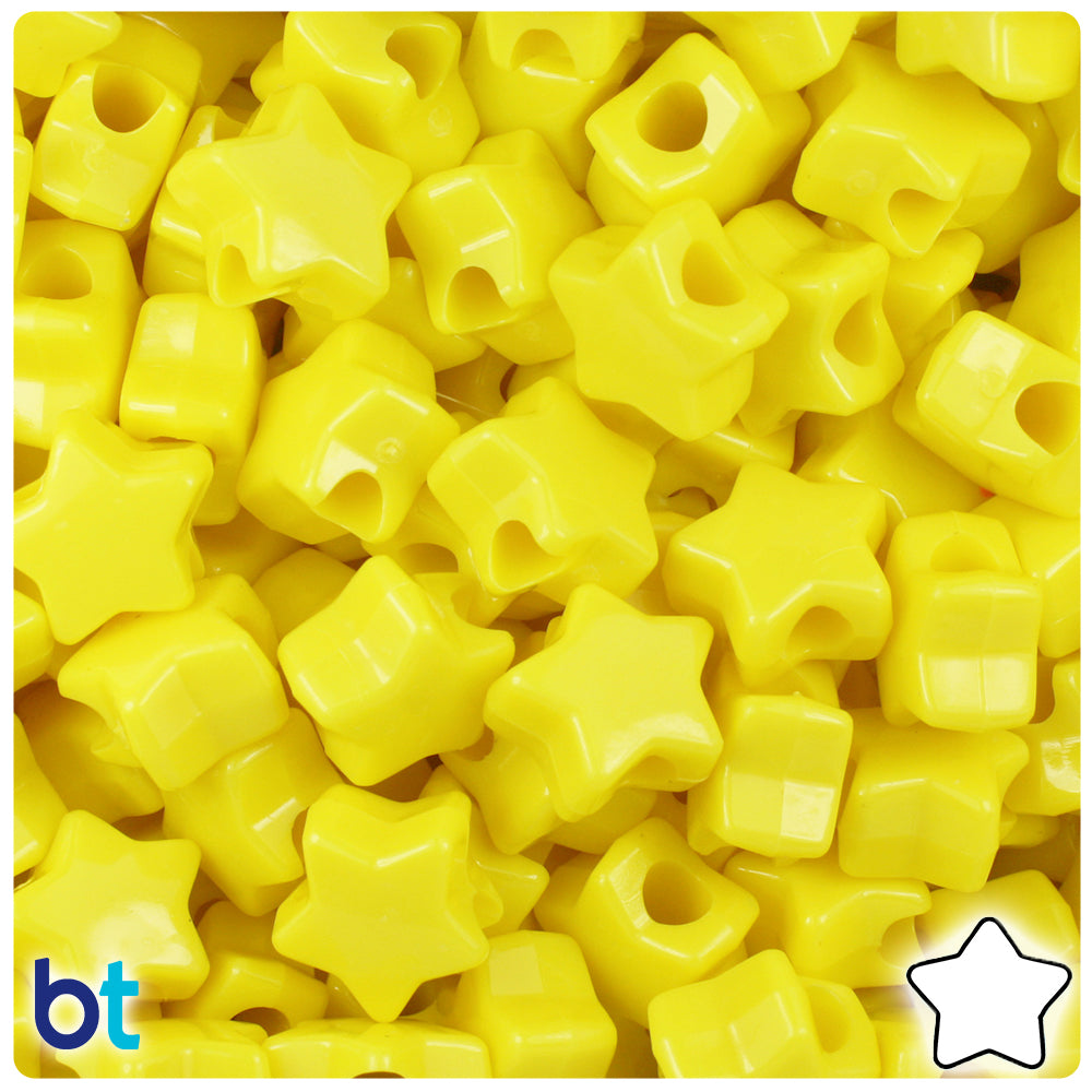 Yellow Opaque 13mm Star Pony Beads (250pcs)