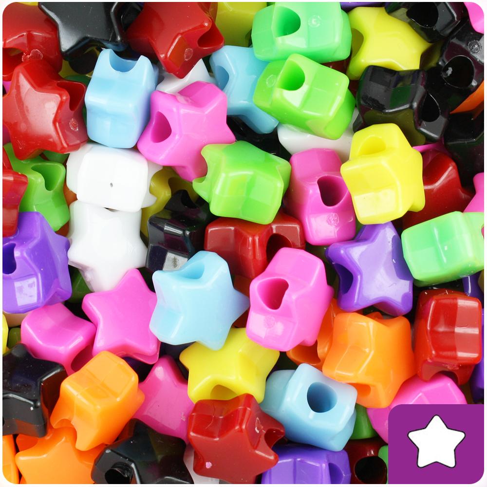 Opaque Mix 13mm Star Pony Beads (50pcs)