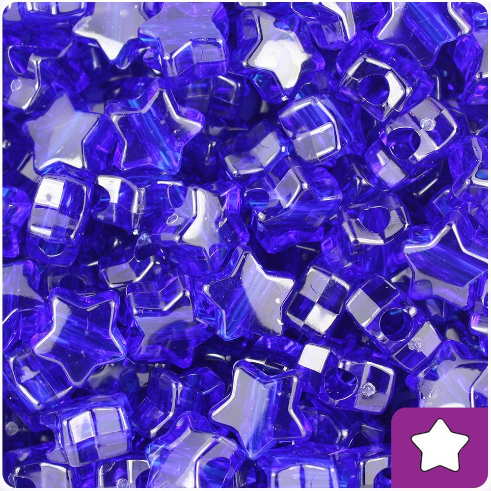 Midnight Transparent 13mm Star Pony Beads (50pcs)
