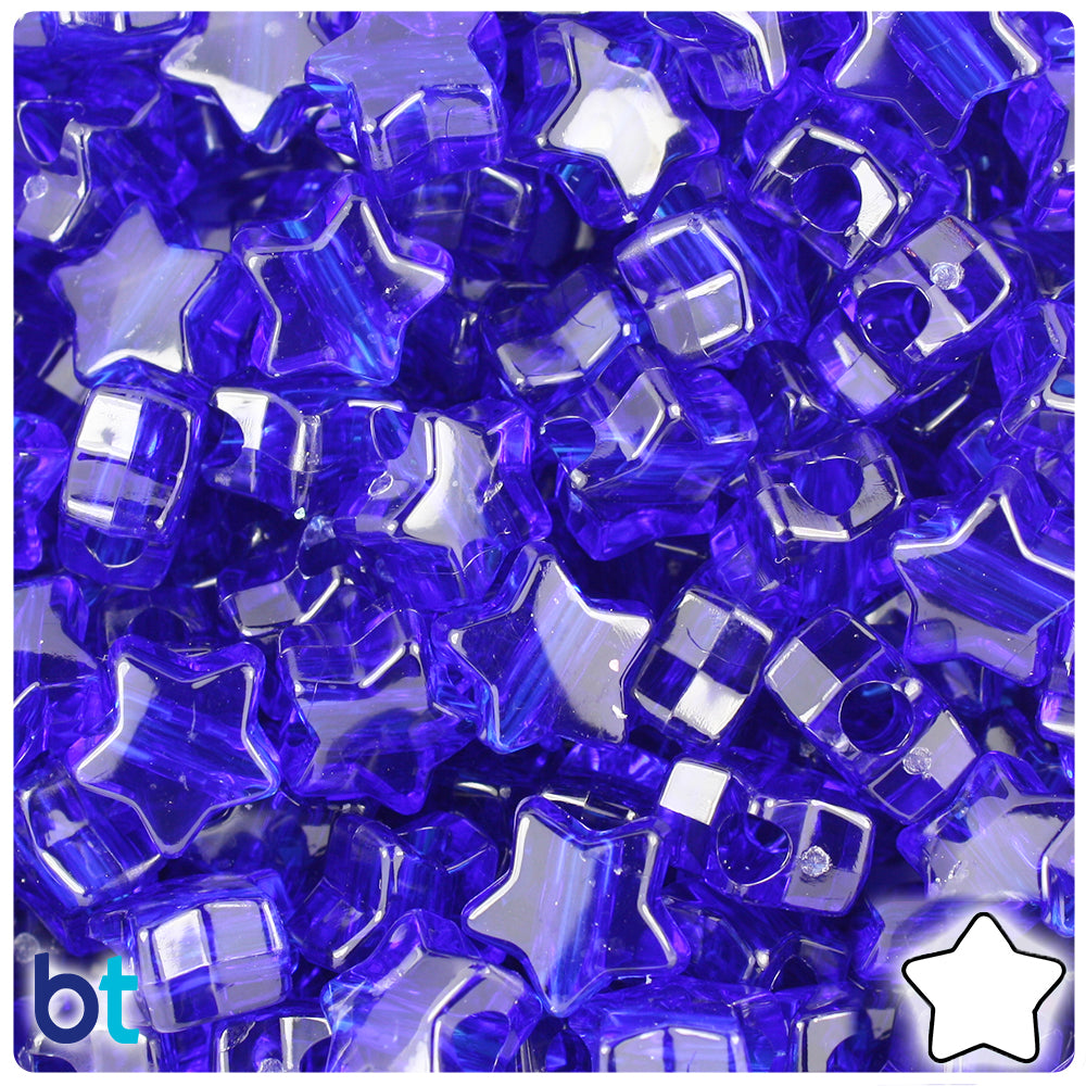 Midnight Transparent 13mm Star Pony Beads (250pcs)