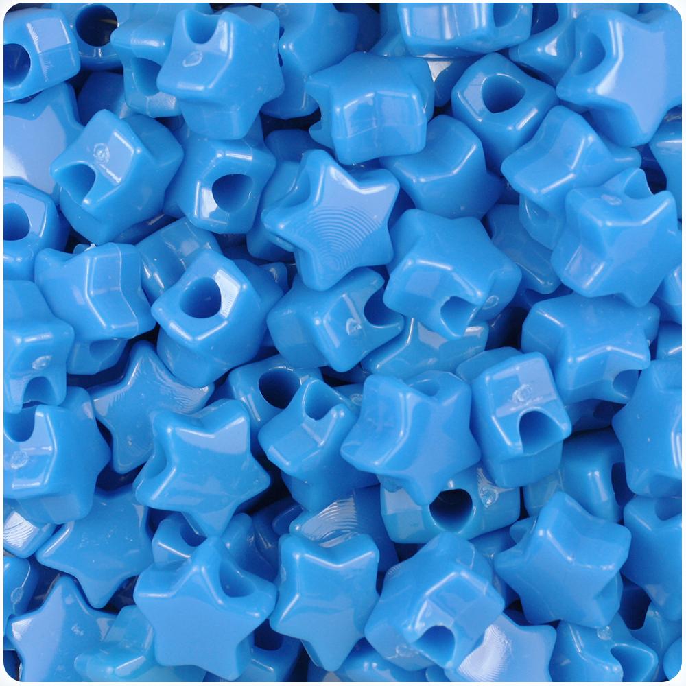 True Blue Neon Bright 13mm Star Pony Beads (50pcs)