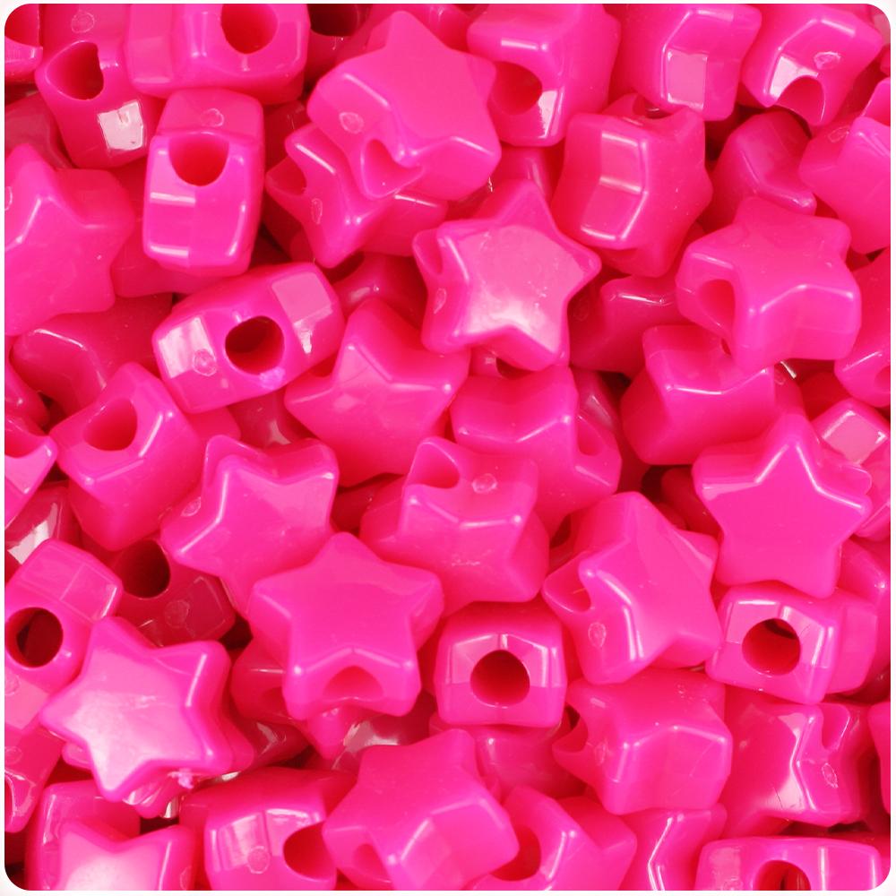 Magenta Neon Bright 13mm Star Pony Beads (50pcs)
