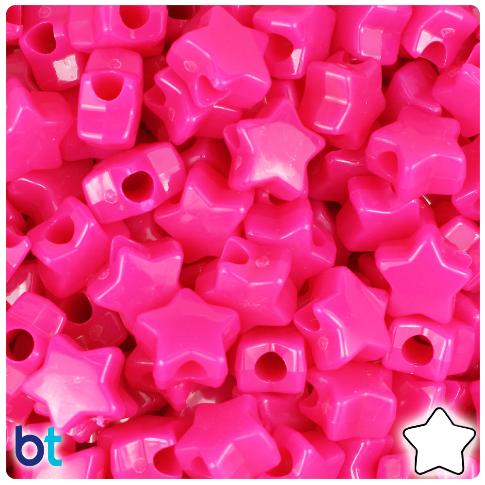 Magenta Neon Bright 13mm Star Pony Beads (250pcs)