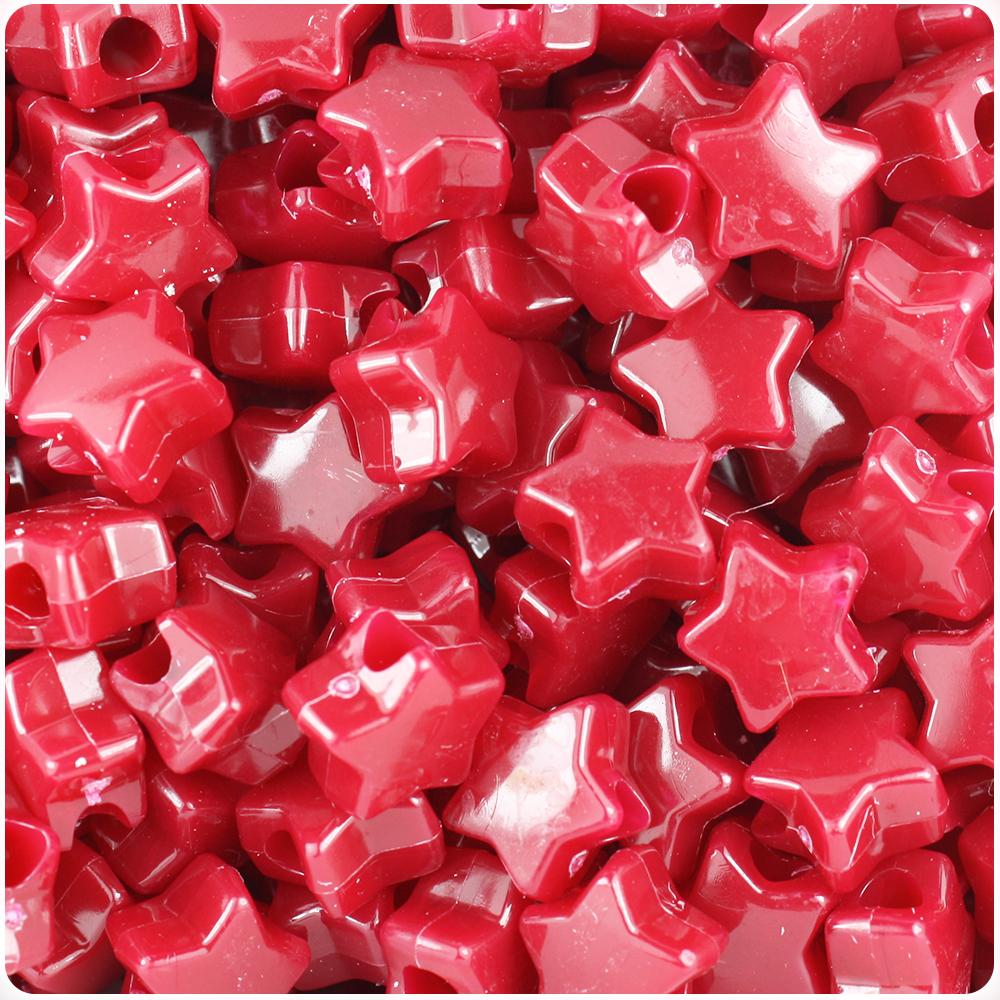 Burgundy Opaque 13mm Star Pony Beads (50pcs)