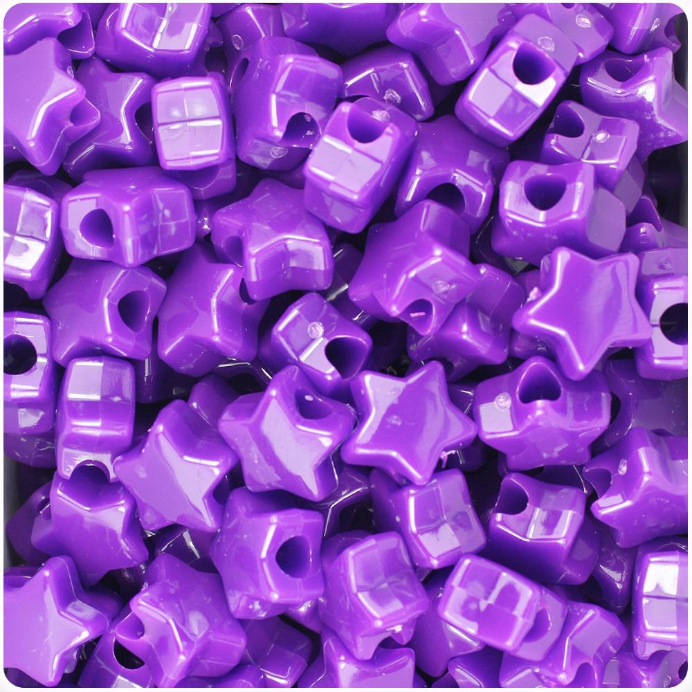 Plum Neon Bright 13mm Star Pony Beads (50pcs)