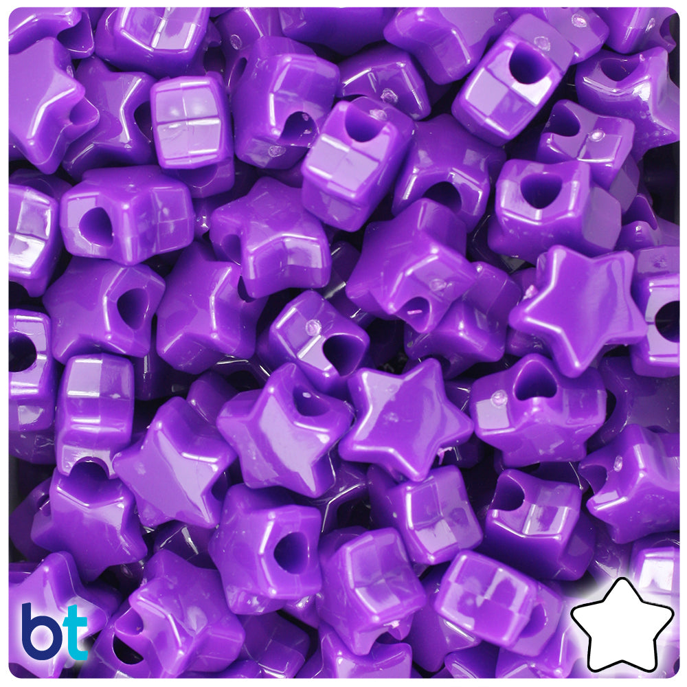Plum Neon Bright 13mm Star Pony Beads (250pcs)