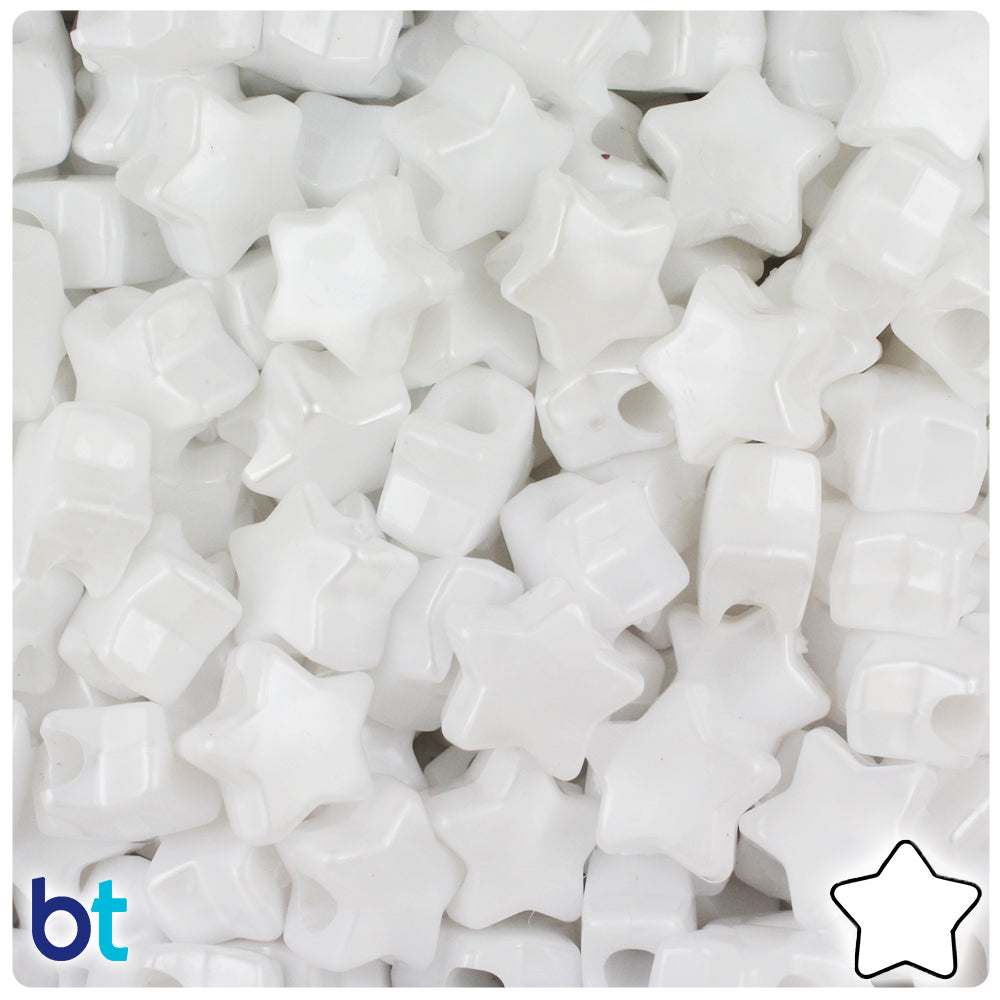 White Pearl 13mm Star Pony Beads (250pcs)