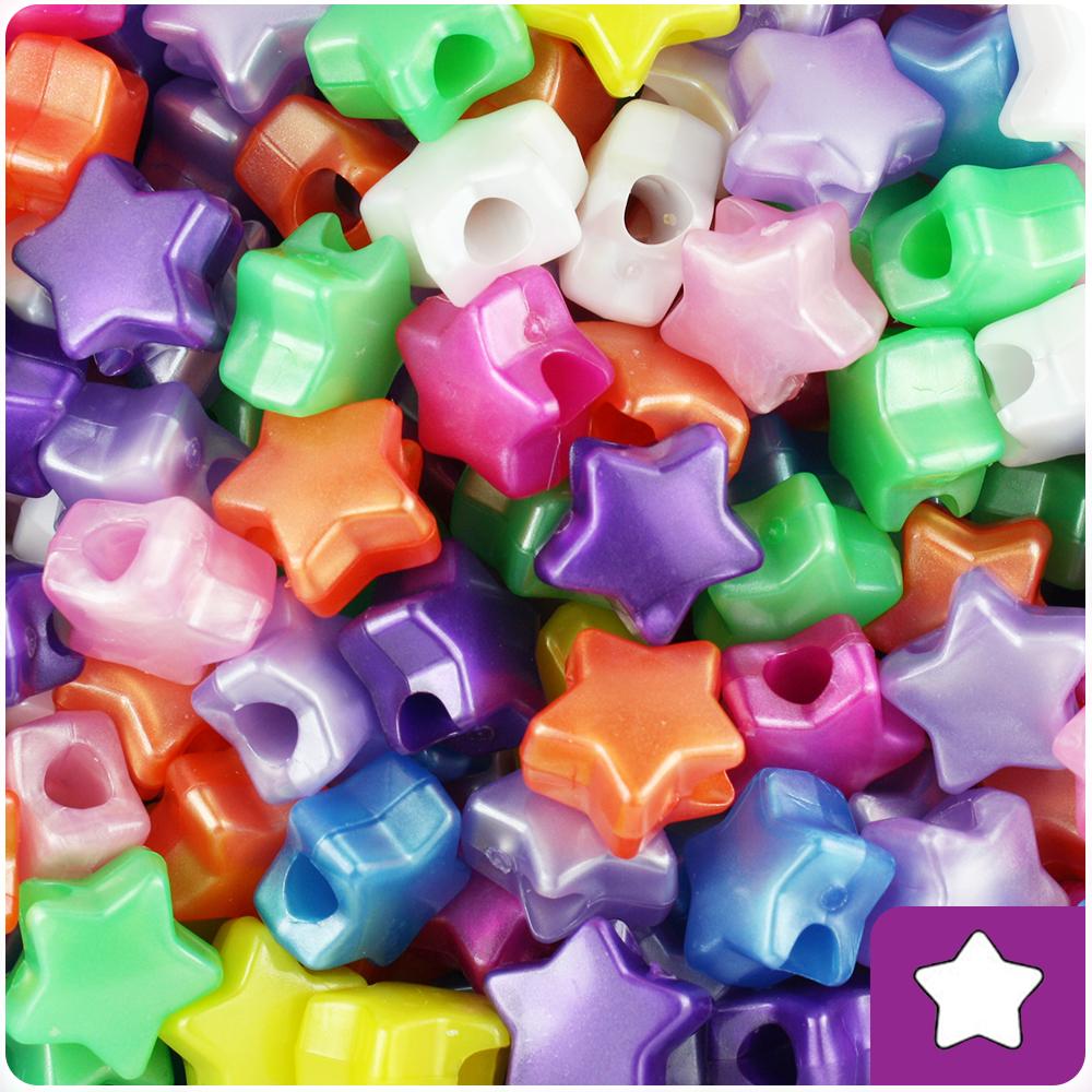 Pearl Mix 13mm Star Pony Beads (50pcs)