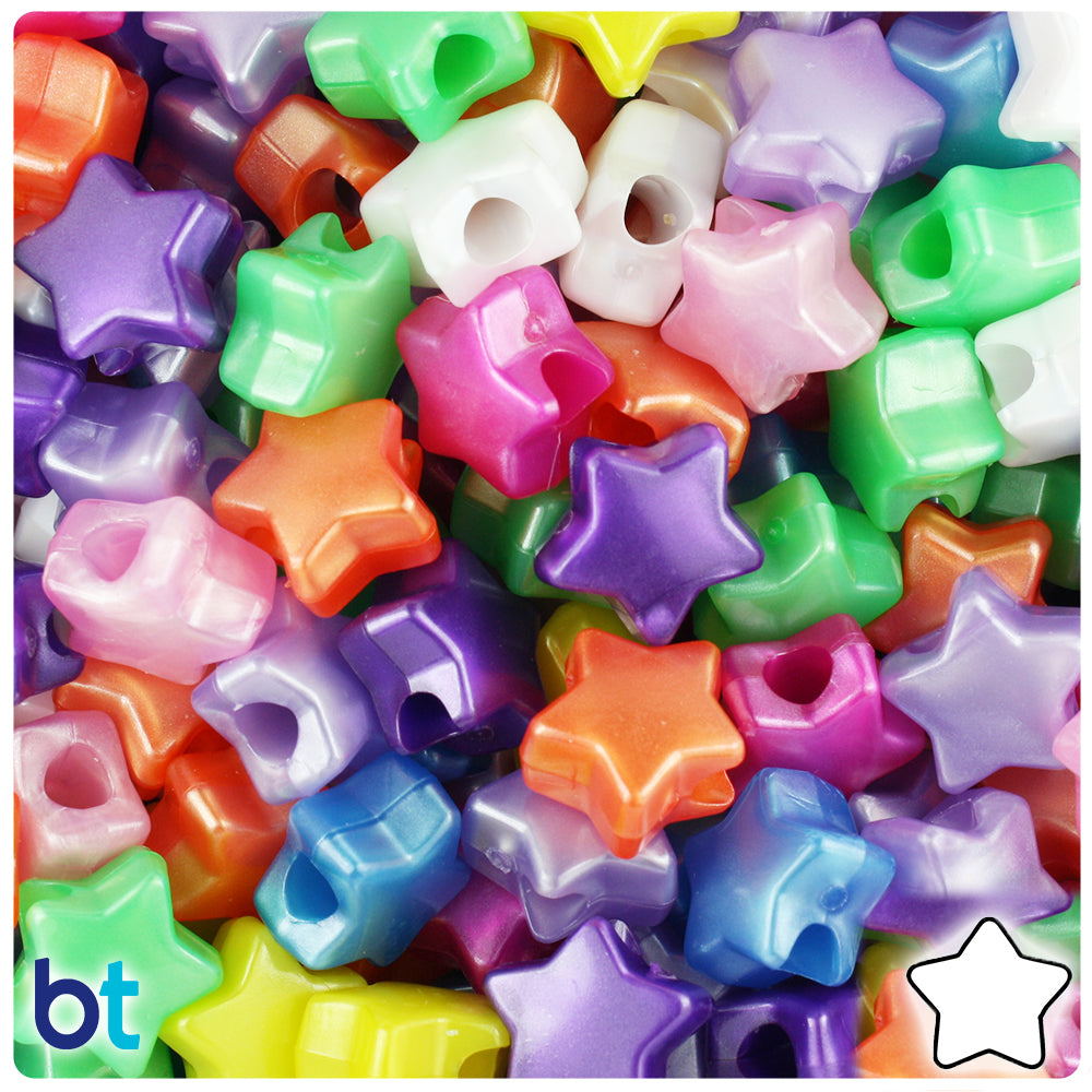 Pearl Mix 13mm Star Pony Beads (250pcs)