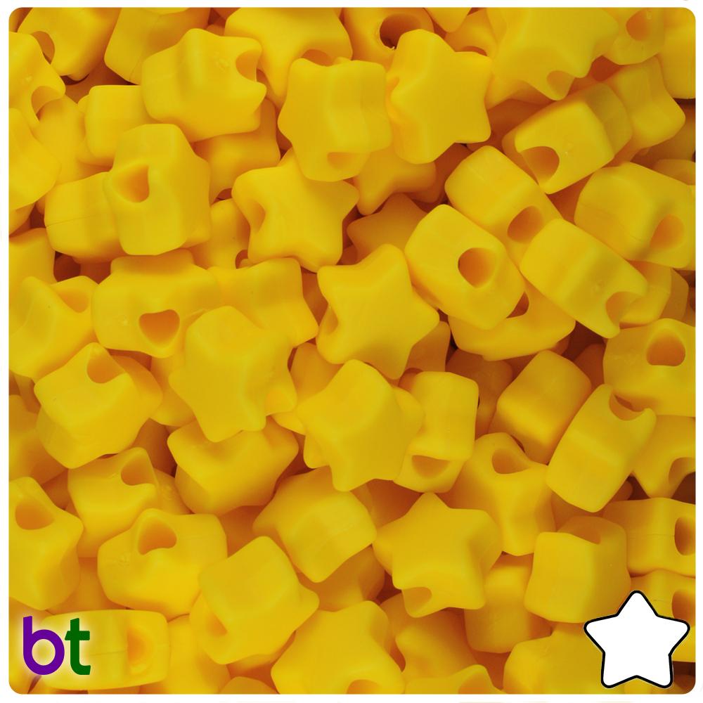 Bright Yellow Matte 13mm Star Pony Beads (50pcs)