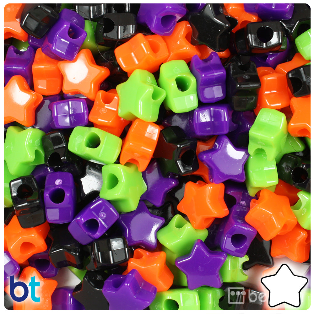 Halloween Opaque Mix 13mm Star Pony Beads (250pcs)