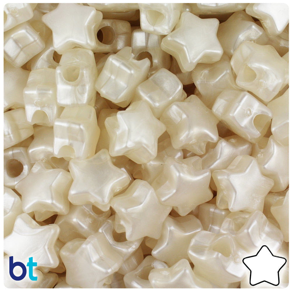 Natural Pearl 13mm Star Pony Beads (250pcs)