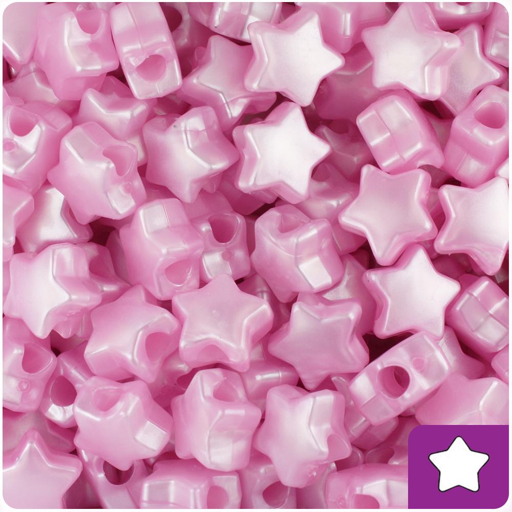 Light Pink Pearl 13mm Star Pony Beads (50pcs)