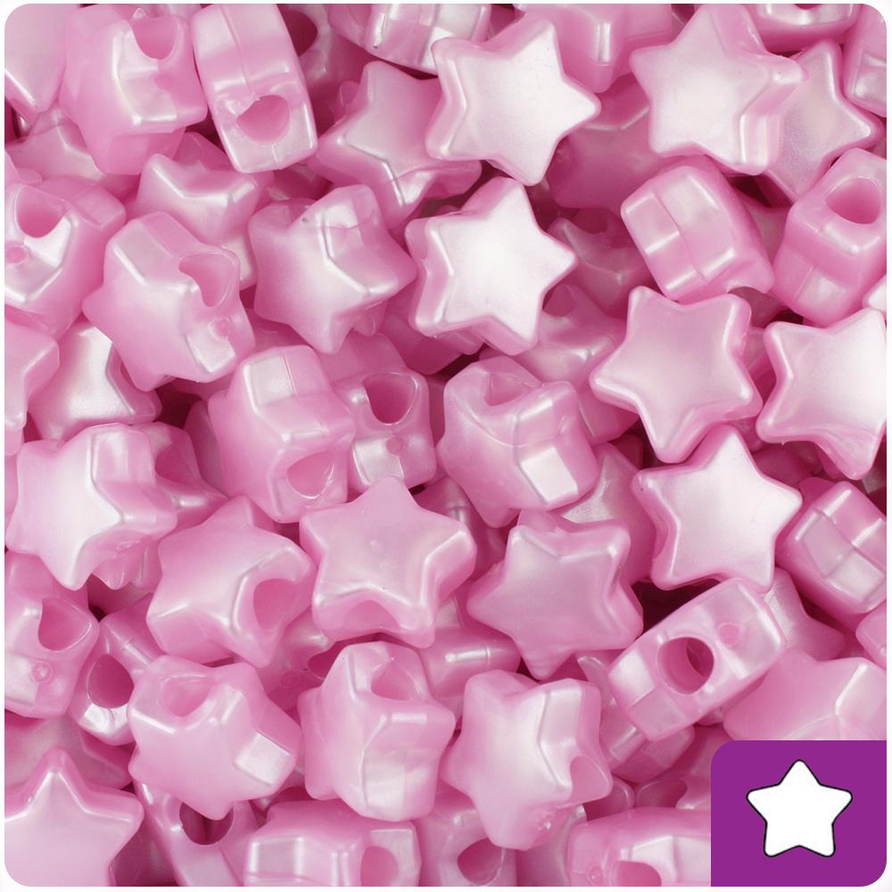 Light Pink Pearl 13mm Star Pony Beads (50pcs)