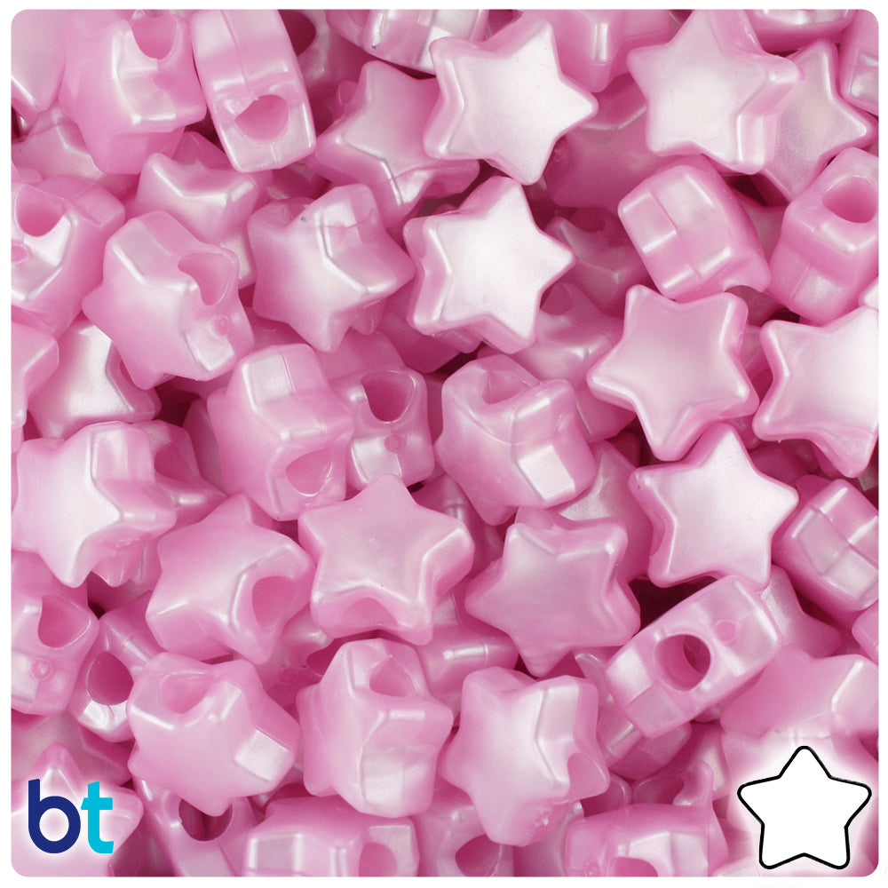 Light Pink Pearl 13mm Star Pony Beads (250pcs)