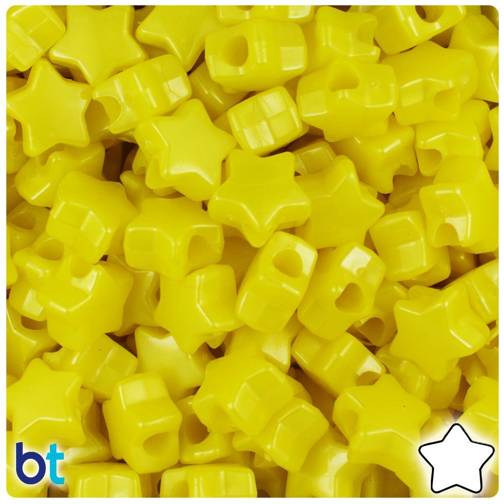 Yellow Pearl 13mm Star Pony Beads (250pcs)