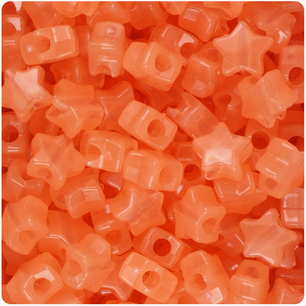 Orange Glow 13mm Star Pony Beads (50pcs)