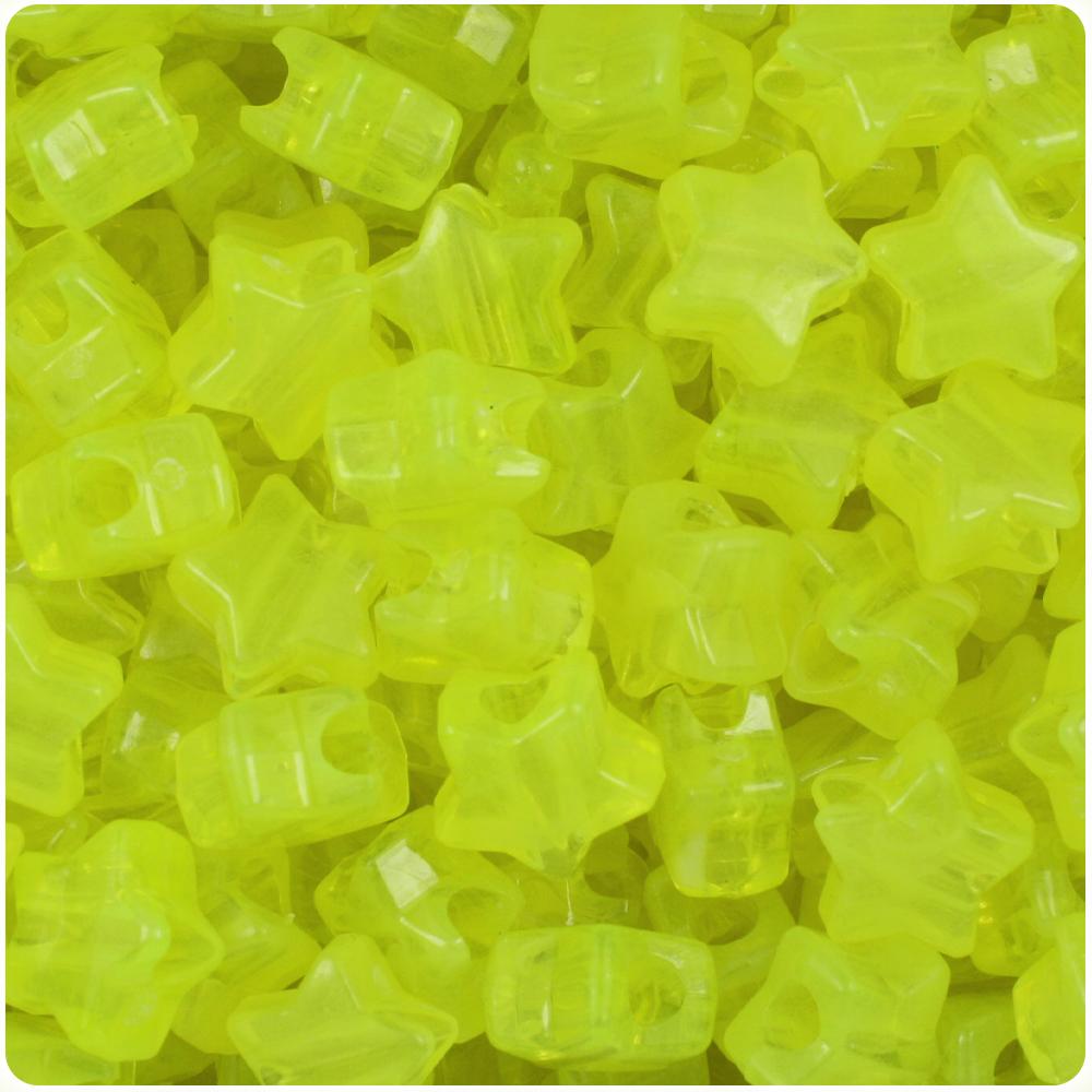 Yellow Glow 13mm Star Pony Beads (50pcs)