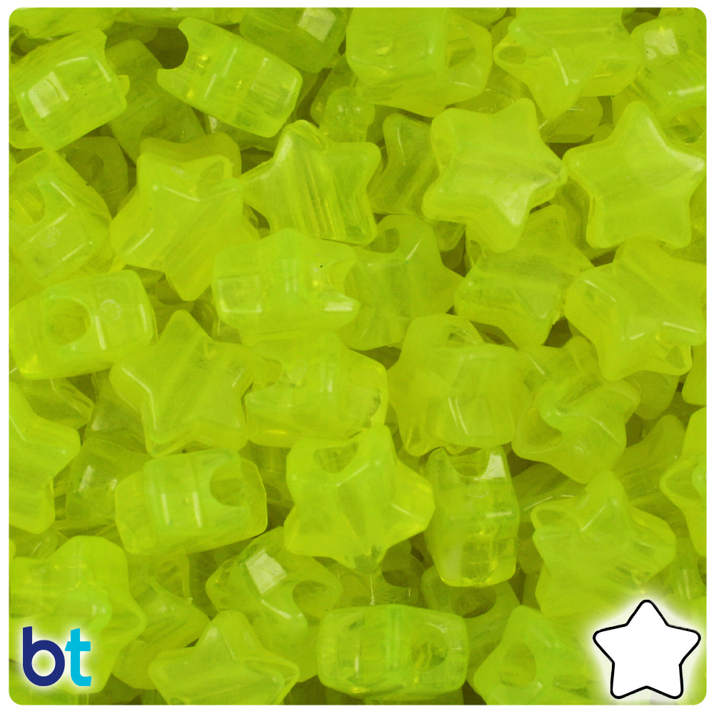 Yellow Glow 13mm Star Pony Beads (250pcs)