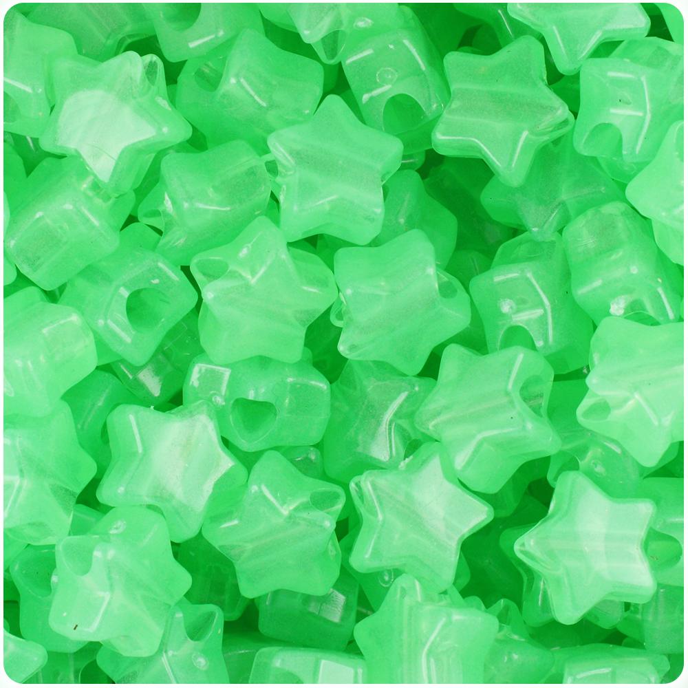 Green Glow 13mm Star Pony Beads (50pcs)