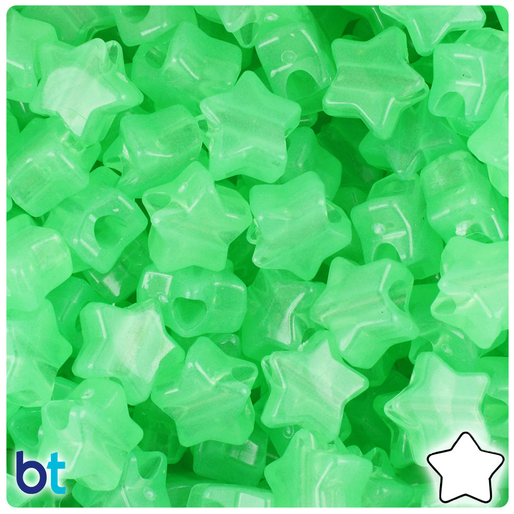 Green Glow 13mm Star Pony Beads (250pcs)