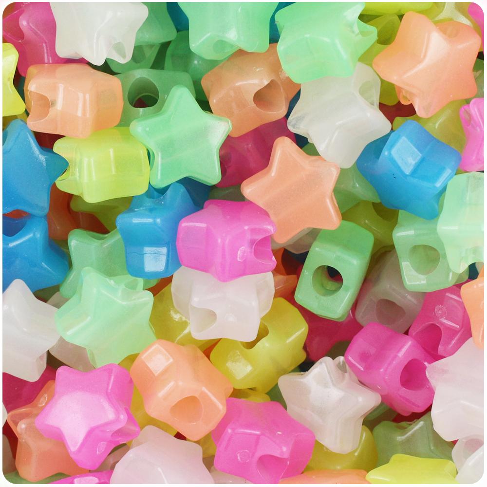 Glow Mix 13mm Star Pony Beads (50pcs)