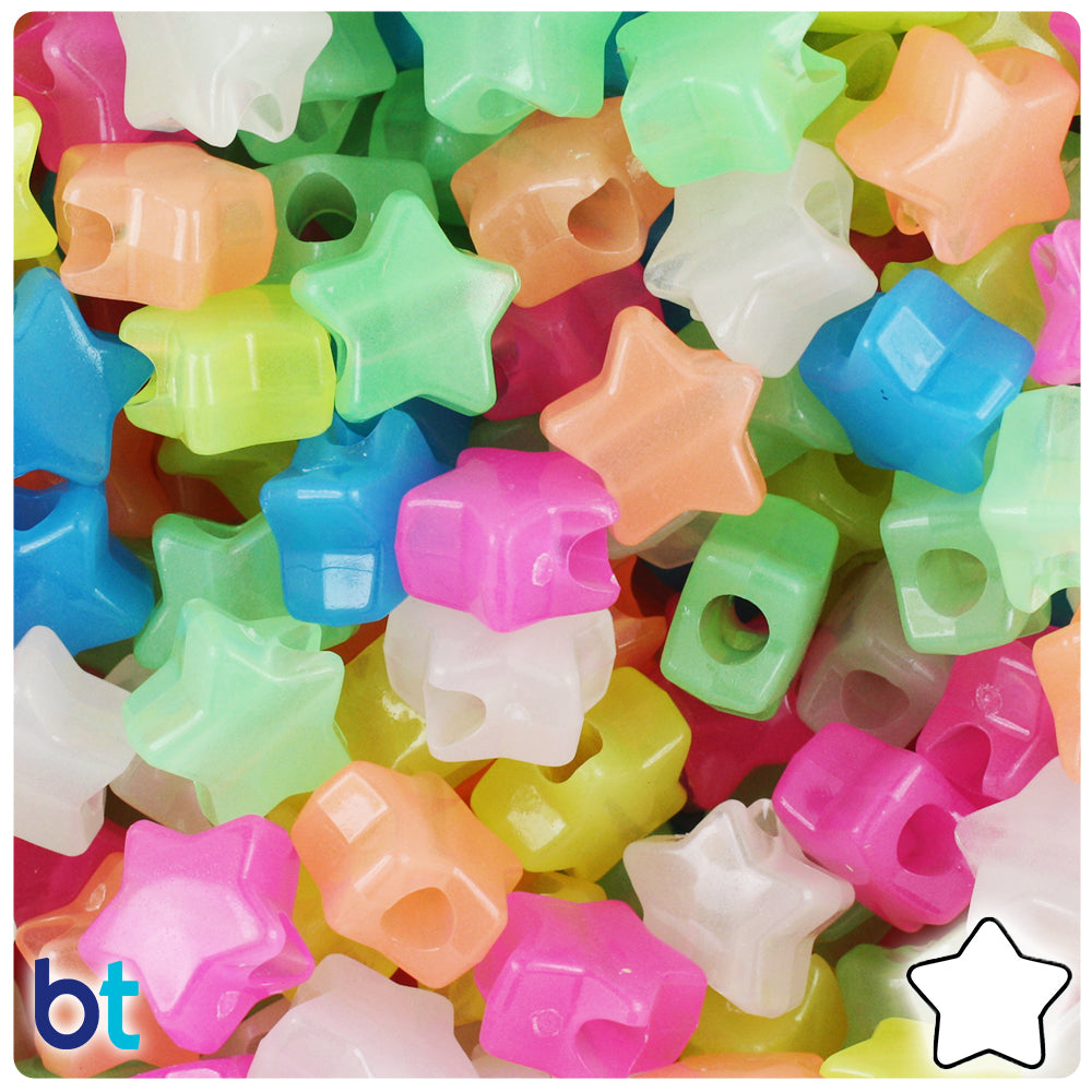 Glow Mix 13mm Star Pony Beads (250pcs)