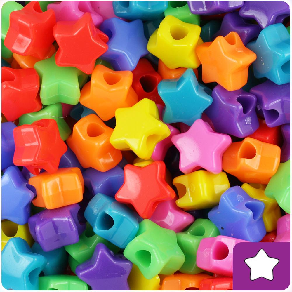 Circus Mix Opaque 13mm Star Pony Beads (50pcs)