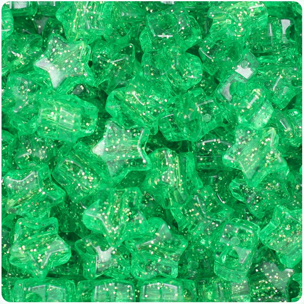 Mint Sparkle 13mm Star Pony Beads (50pcs)