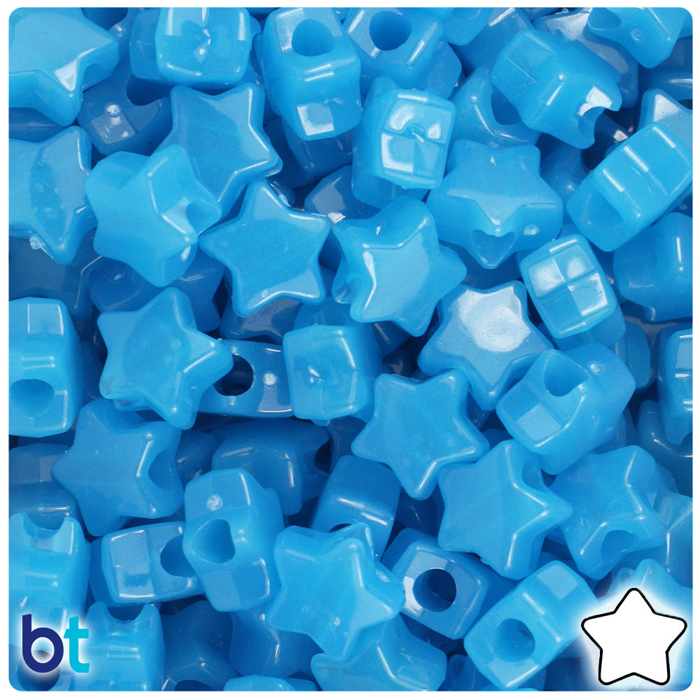Blue Glow 13mm Star Pony Beads (250pcs)