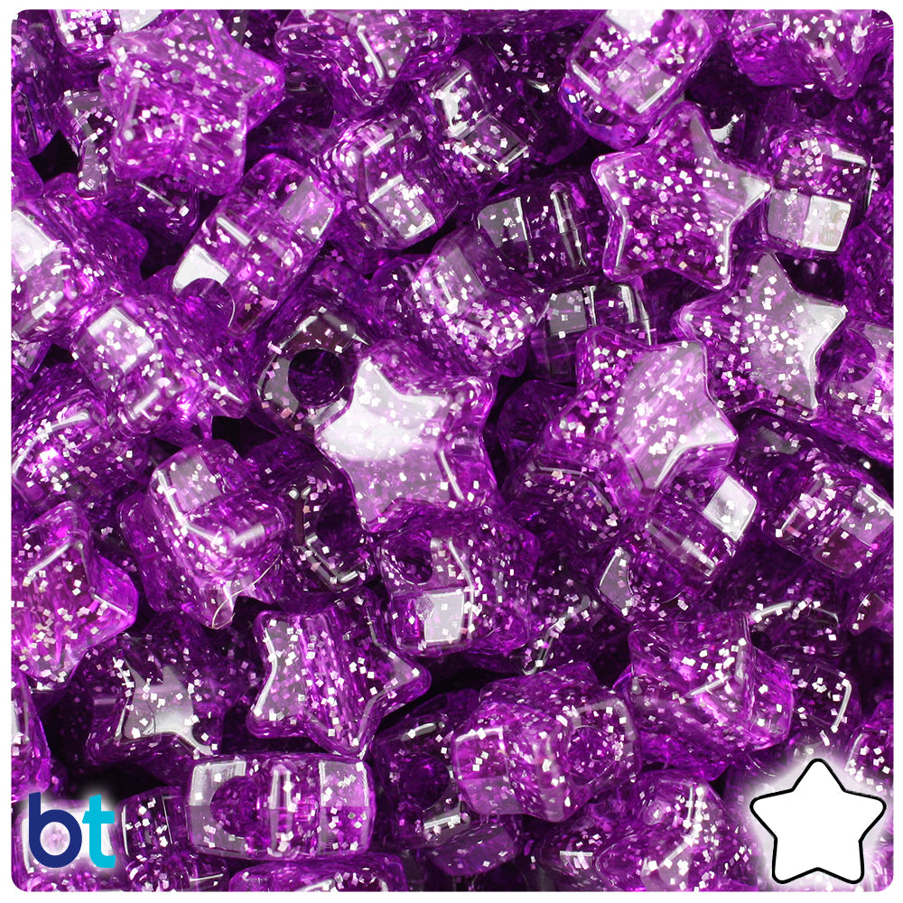 Lilac Sparkle 13mm Star Pony Beads (250pcs)
