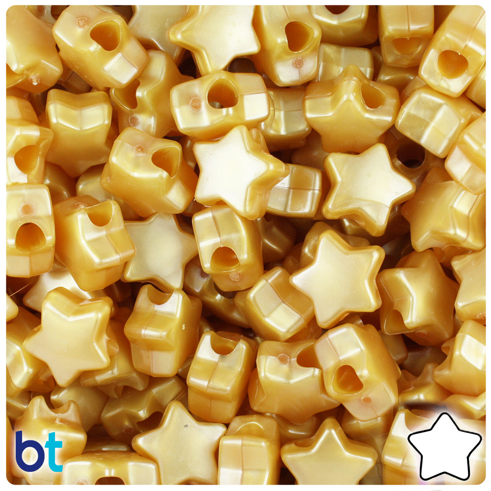 Gold Pearl 13mm Star Pony Beads (250pcs)