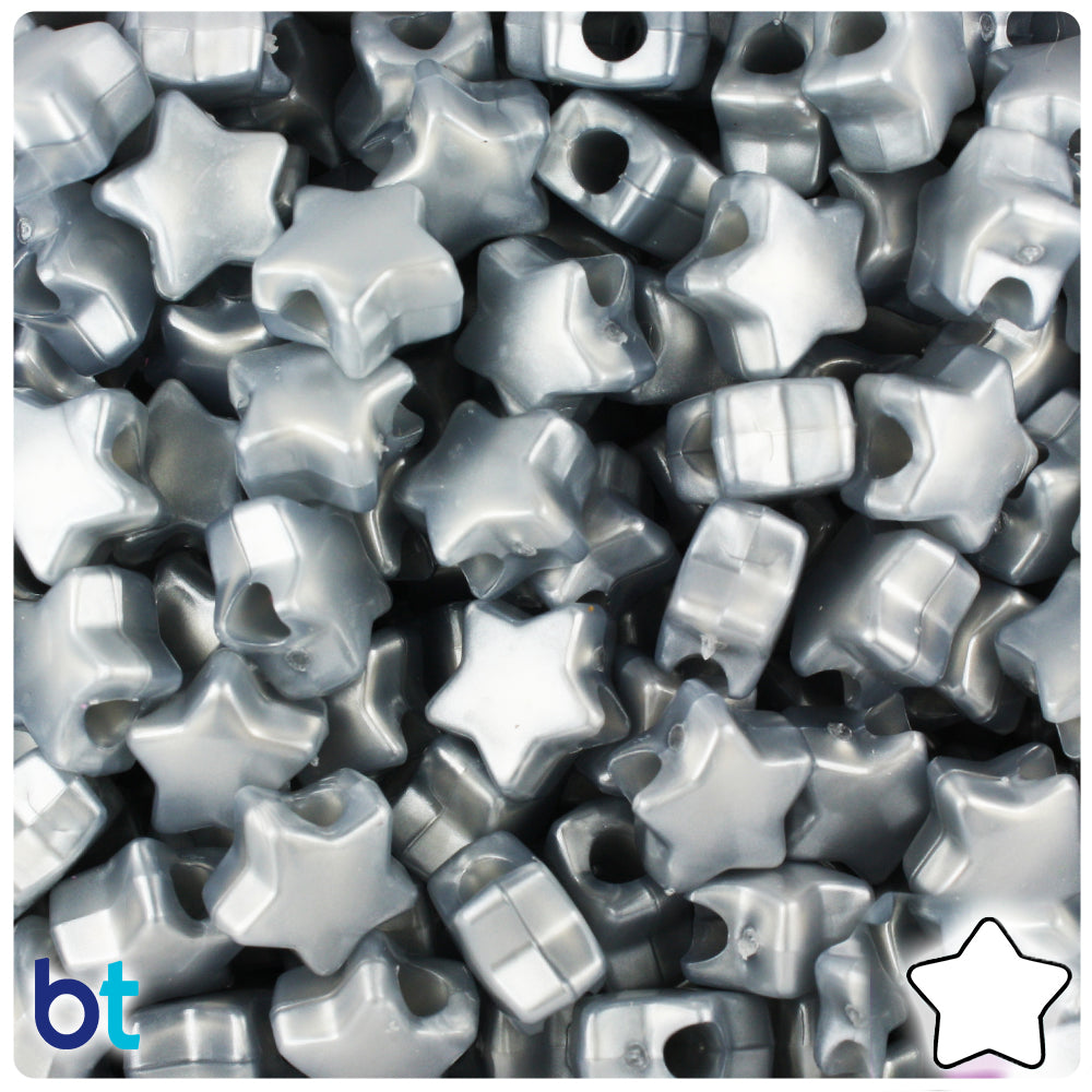 Grey Pearl 13mm Star Pony Beads (250pcs)