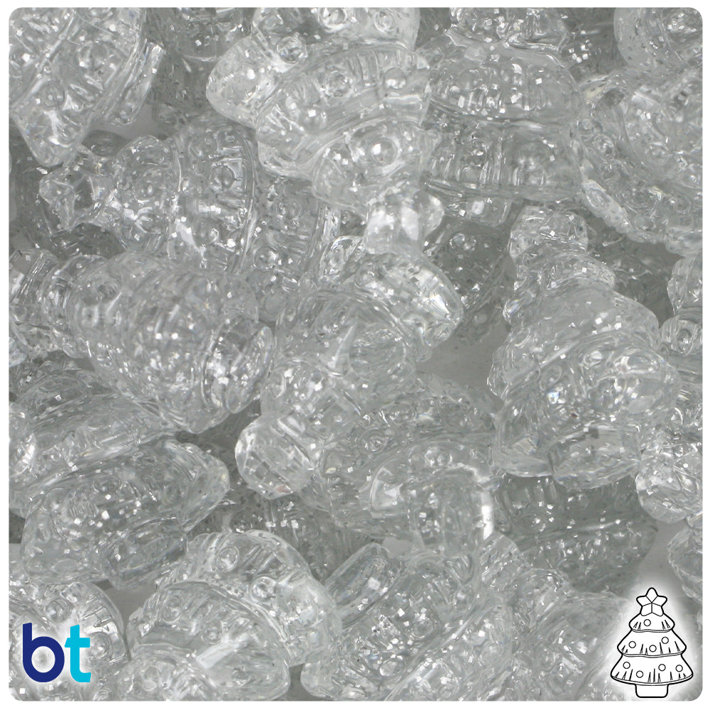 Silver Sparkle 25mm Christmas Tree Pony Beads (24pcs)