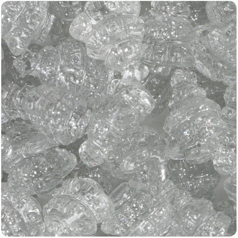 Silver Sparkle 25mm Christmas Tree Pony Beads (8pcs)