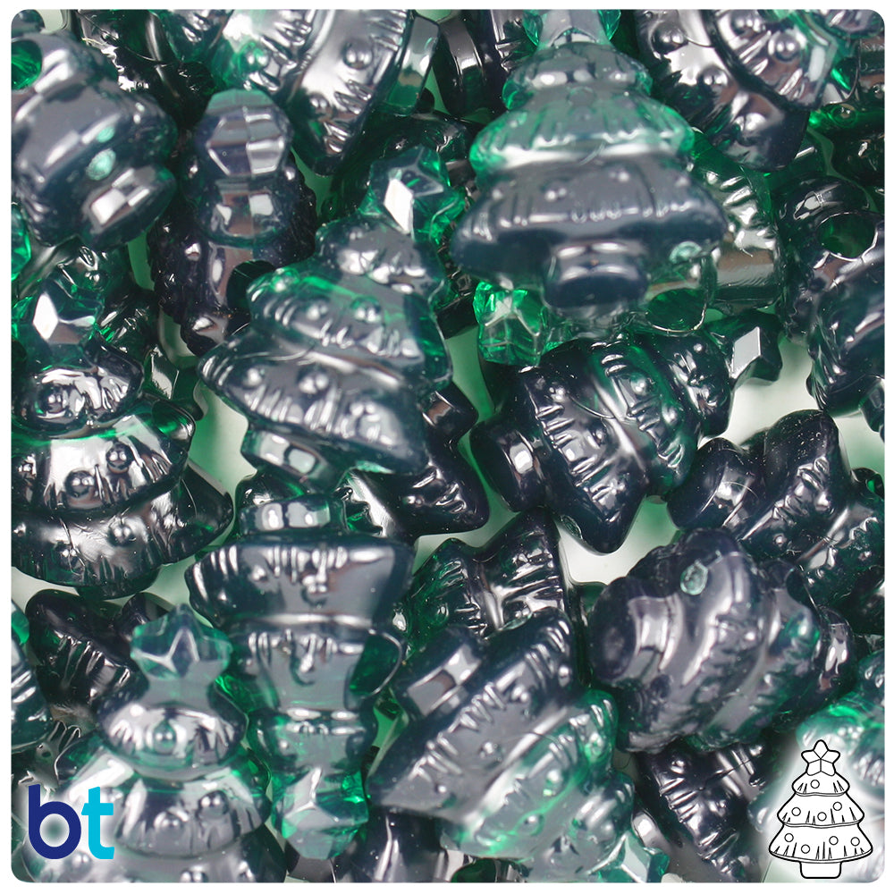 Emerald Transparent 25mm Christmas Tree Pony Beads (24pcs)