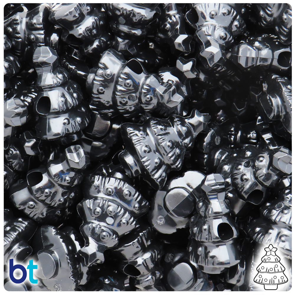 Black Opaque 25mm Christmas Tree Pony Beads (24pcs)