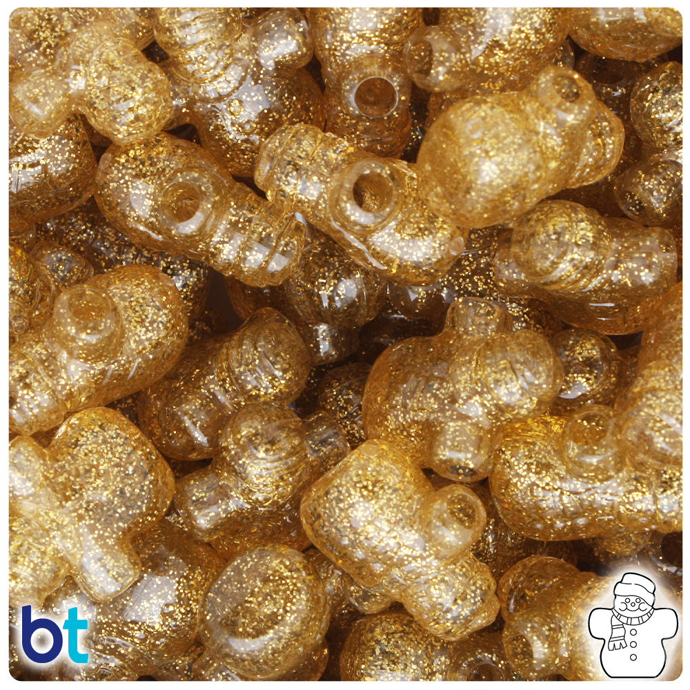 Gold Sparkle 22mm Snowman Pony Beads (24pcs)