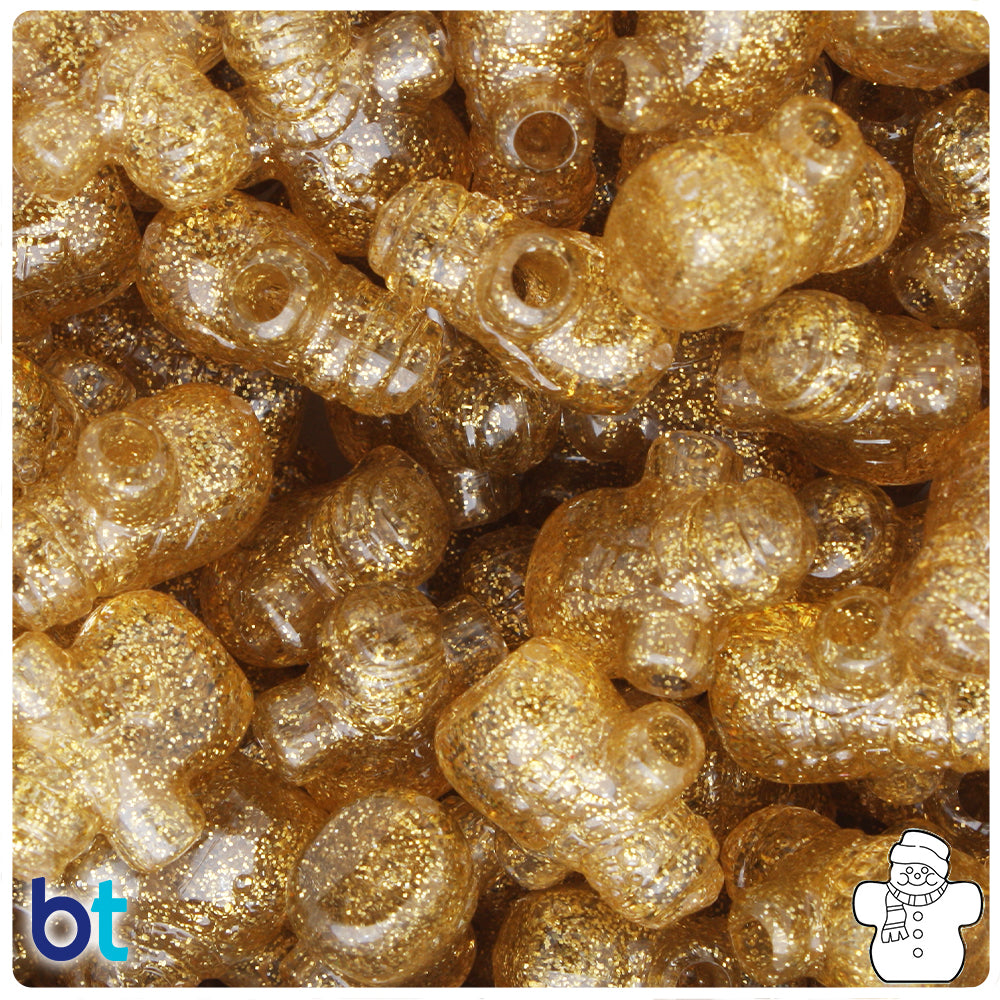 Gold Sparkle 22mm Snowman Pony Beads (8pcs)