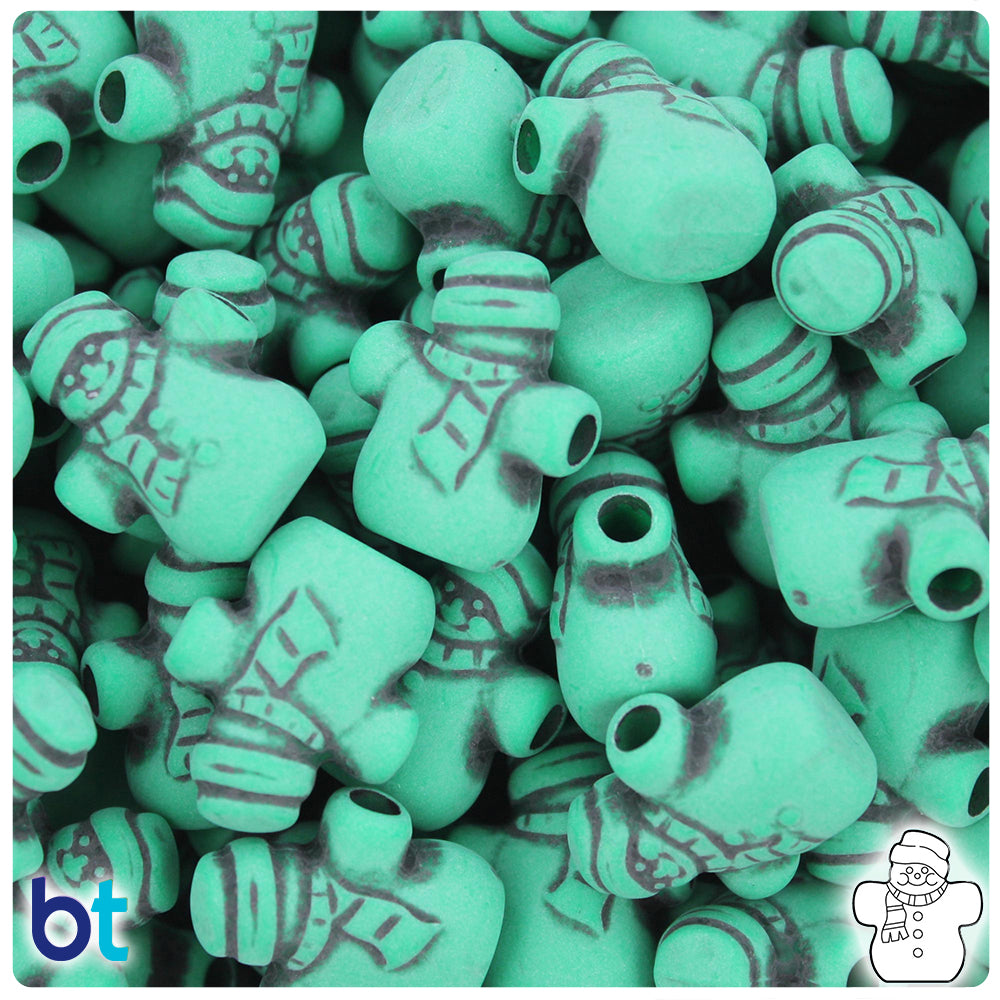 Green Antique 22mm Snowman Pony Beads (24pcs)