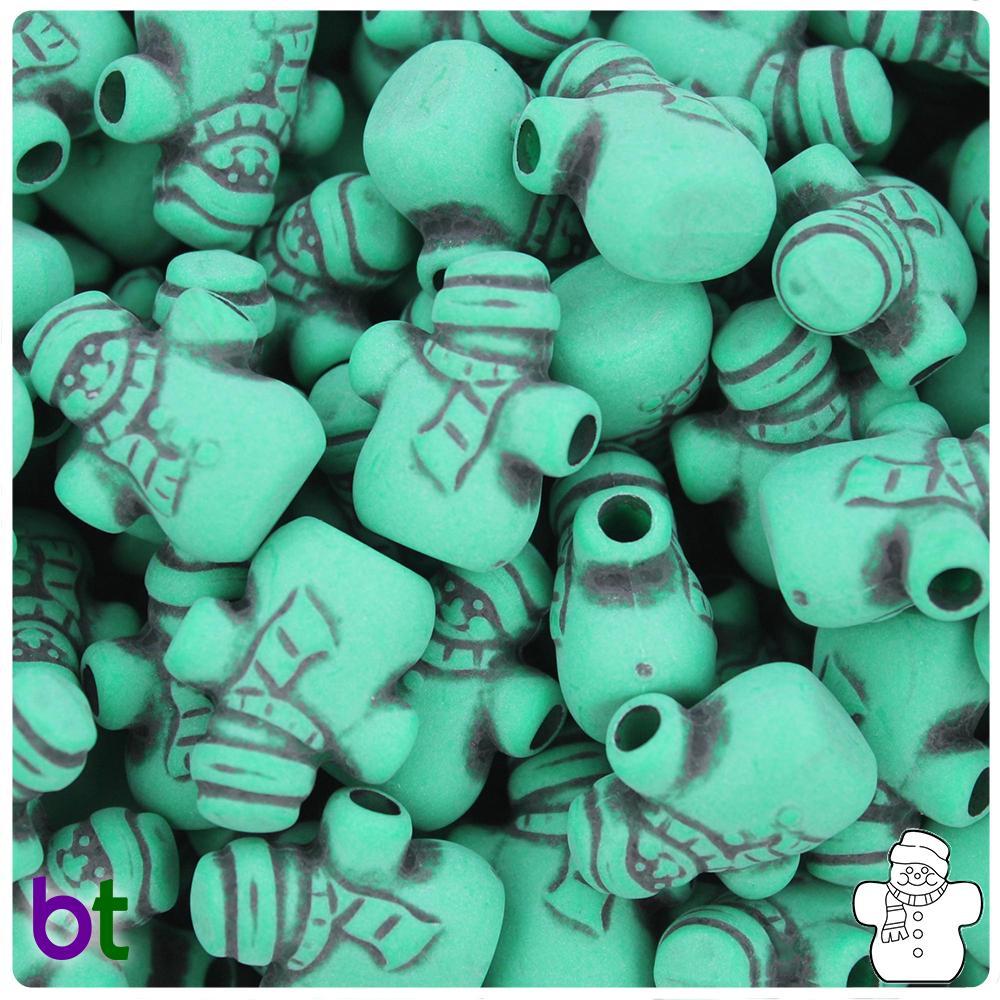 Green Antique 22mm Snowman Pony Beads (8pcs)