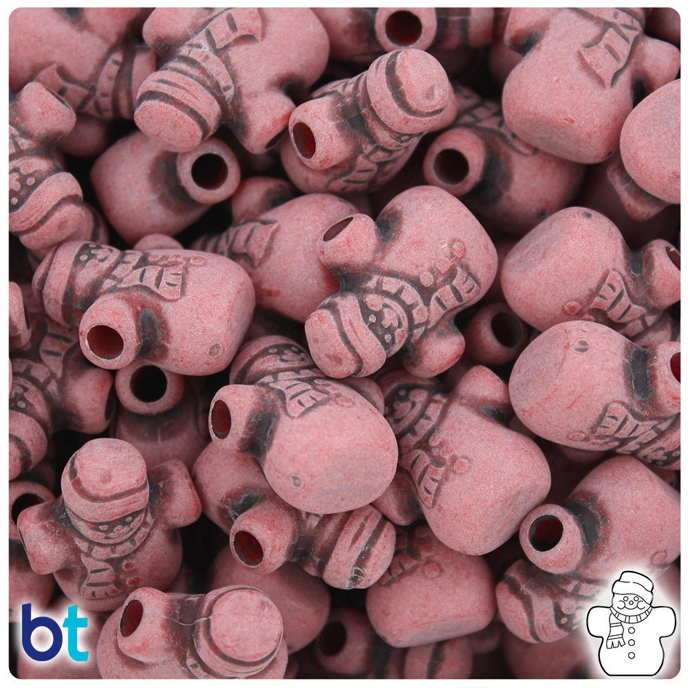 Red Antique 22mm Snowman Pony Beads (24pcs)